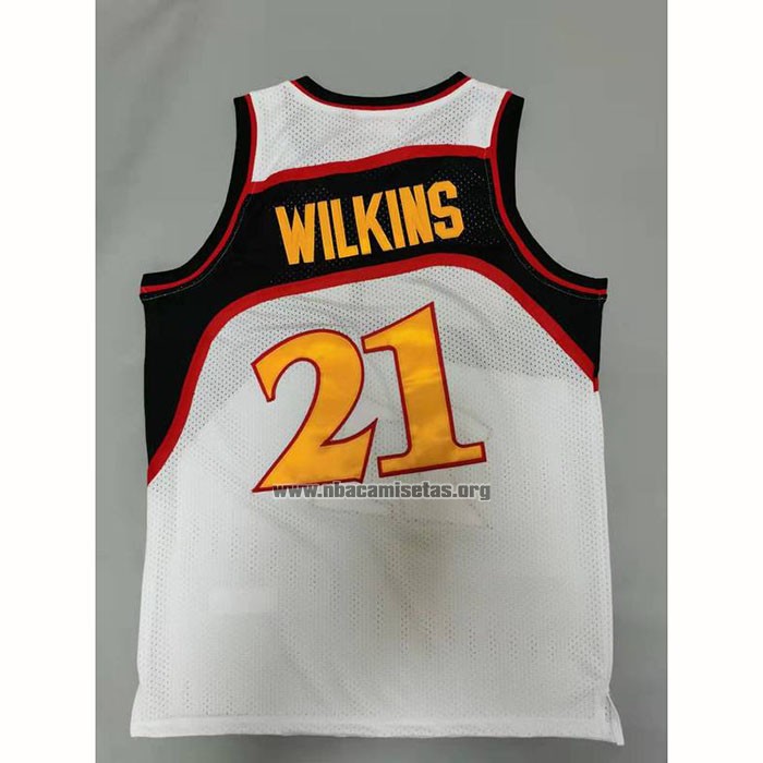 Camiseta Atlanta Hawks Dominique Wilkins NO 21 Mitchell & Ness 1986-87 Blanco